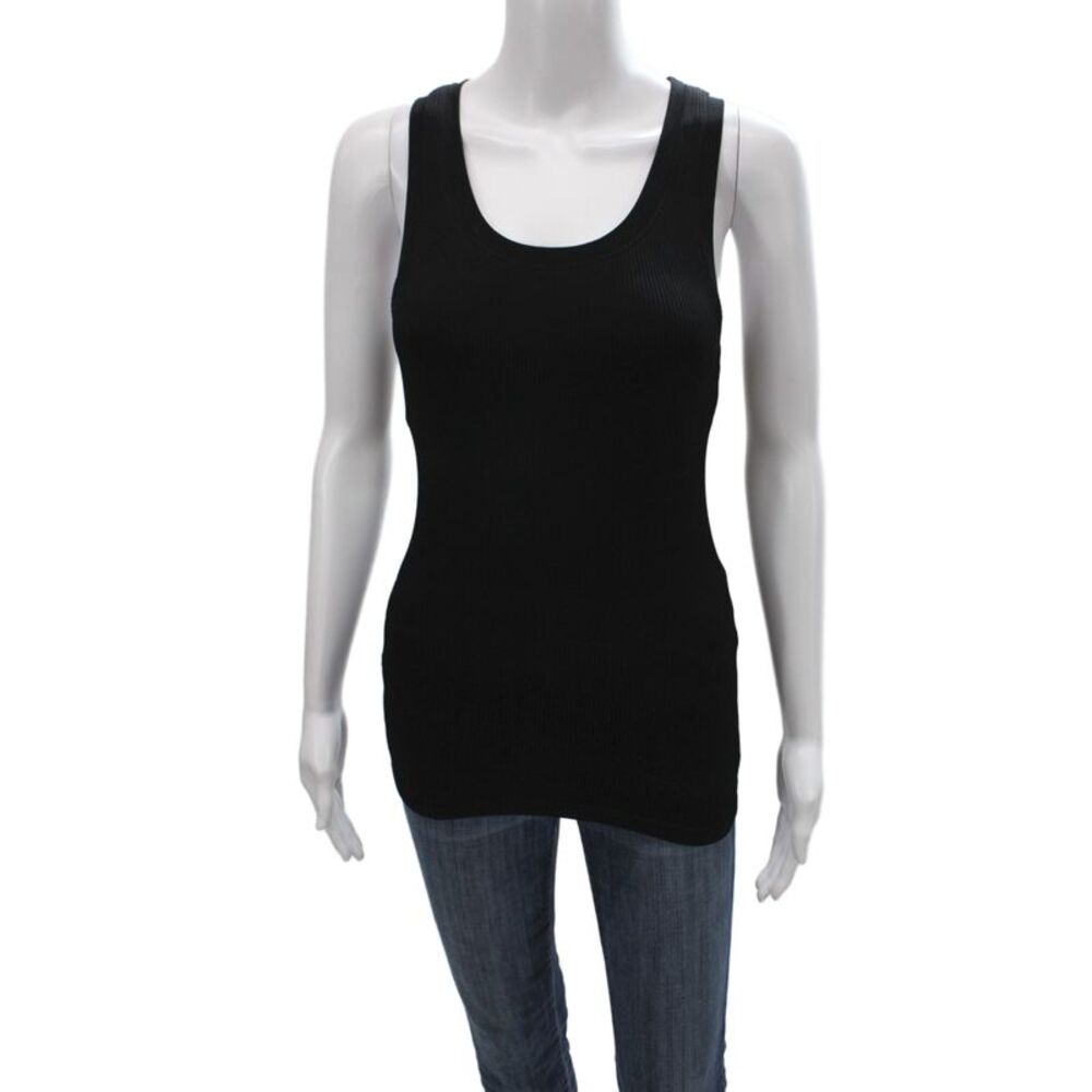 Bordeaux Women Basic Black Tank Scoop Neck Sleeveless 90% Nylon Size S